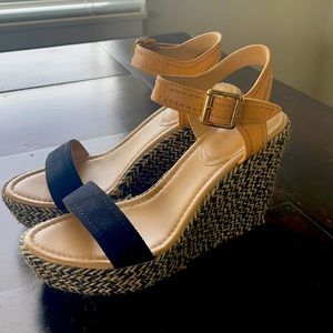 Vince Camino Black and Tan Wedges